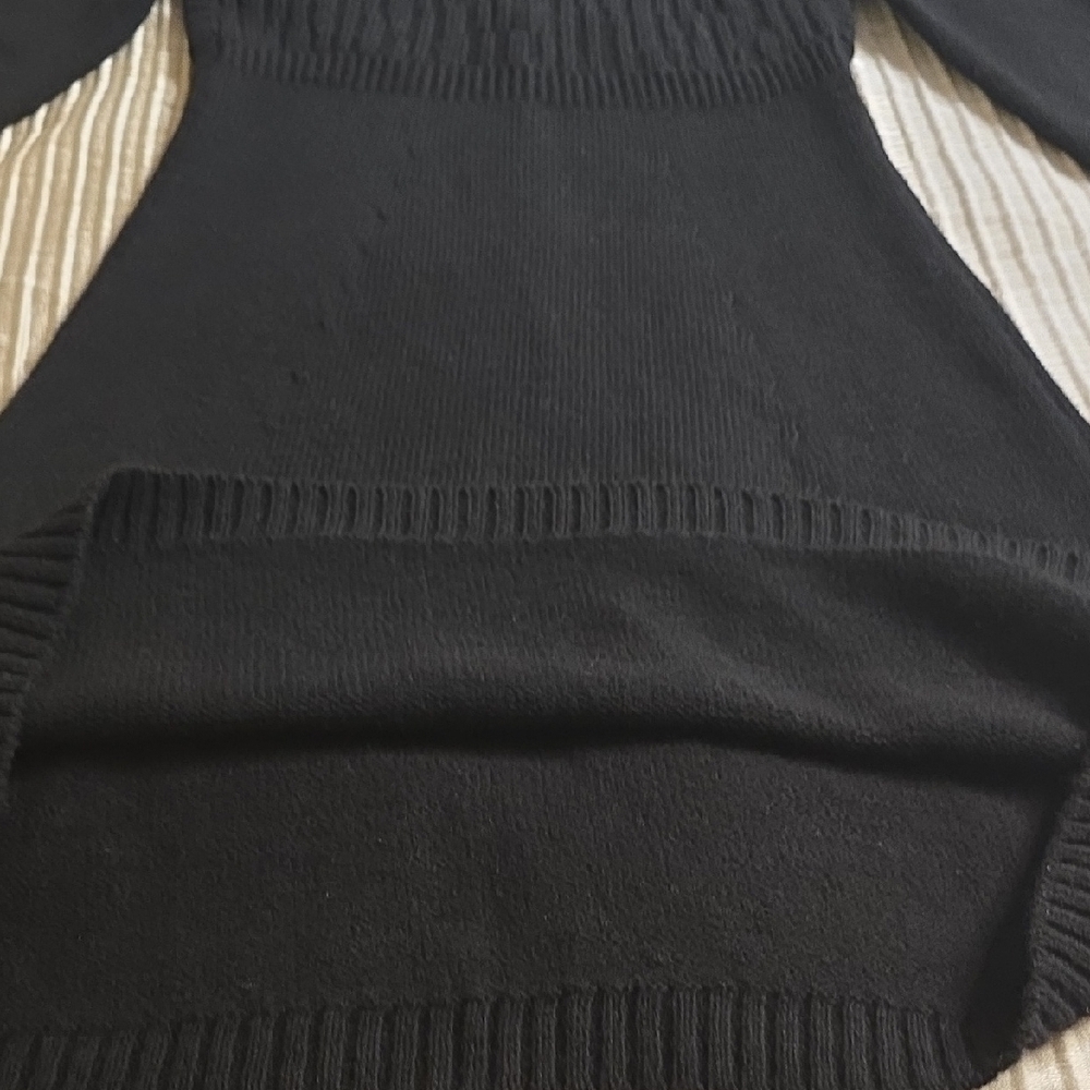 BCBGMaxAzria Lamb's Wool Black Long Sleeve Knit Dress - Picture 14 of 16